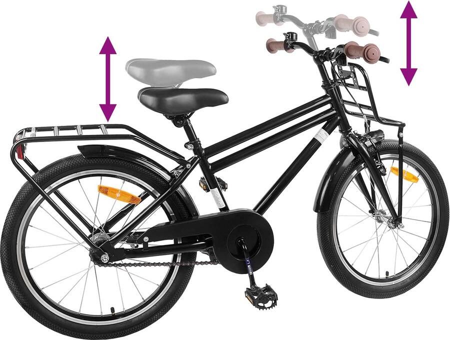 VidaXL Kinderfiets 20 Inch voor 6-11 jaar oud Zwart