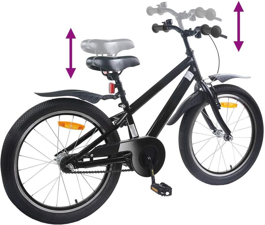 VidaXL Kinderfiets 20 Inch voor 6-11 jaar oud Zwart