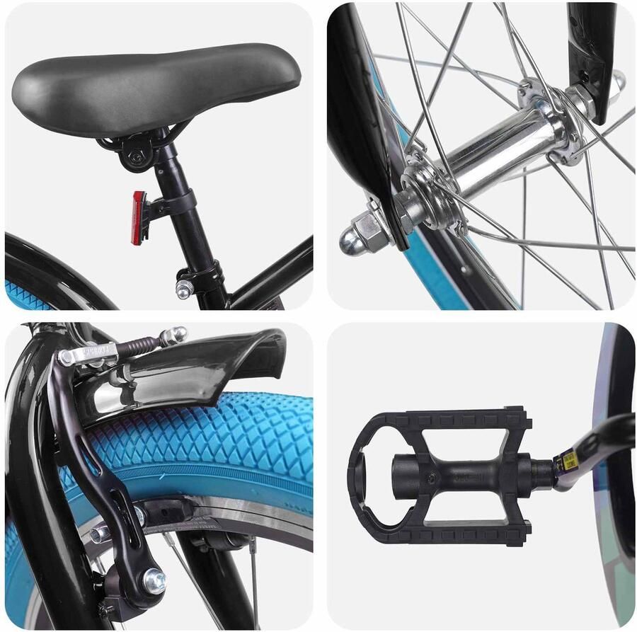 VidaXL Kinderfiets 20 Inch voor 6-11 jaar oud Zwart