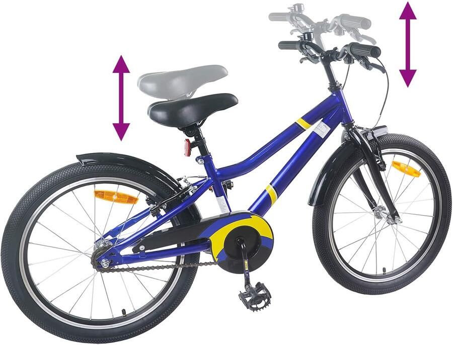 VidaXL Kinderfiets 22 Inch voor 7-12 jaar oud Blauw Zwart