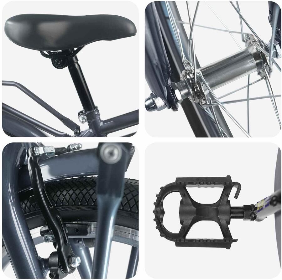 VidaXL Kinderfiets 22 Inch voor 7-12 jaar oud Donkergrijs