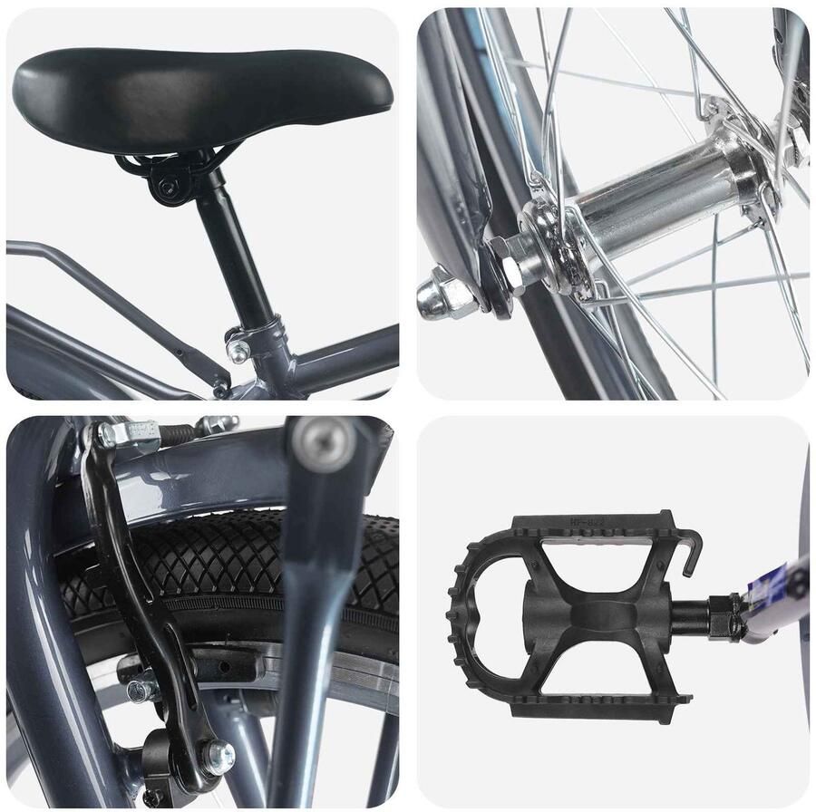 VidaXL Kinderfiets 22 Inch voor 7-12 jaar oud Donkergrijs