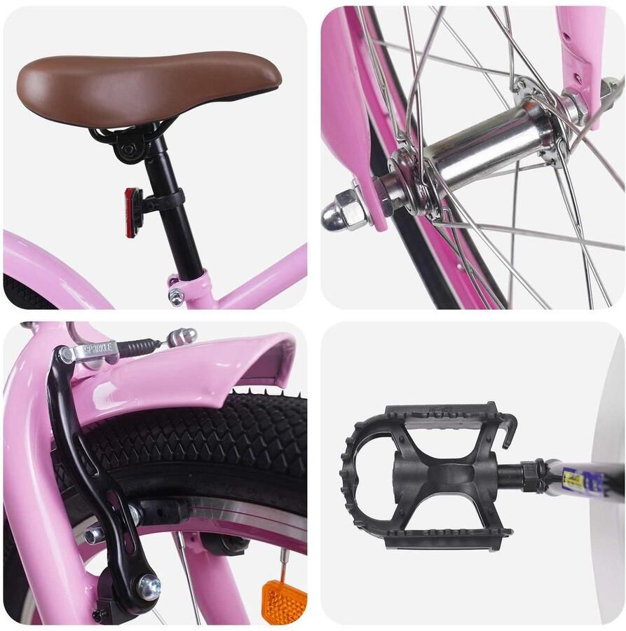 VidaXL Kinderfiets 22 Inch voor 7-12 jaar oud Licht Roze