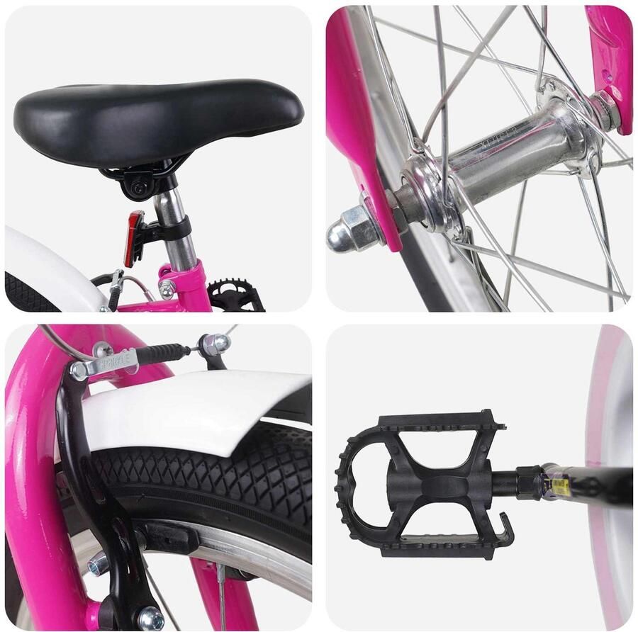 VidaXL Kinderfiets 22 Inch voor 7-12 jaar oud Roze Wit