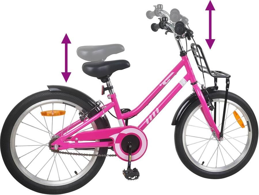 VidaXL Kinderfiets 22 Inch voor 7-12 jaar oud Roze Zwart