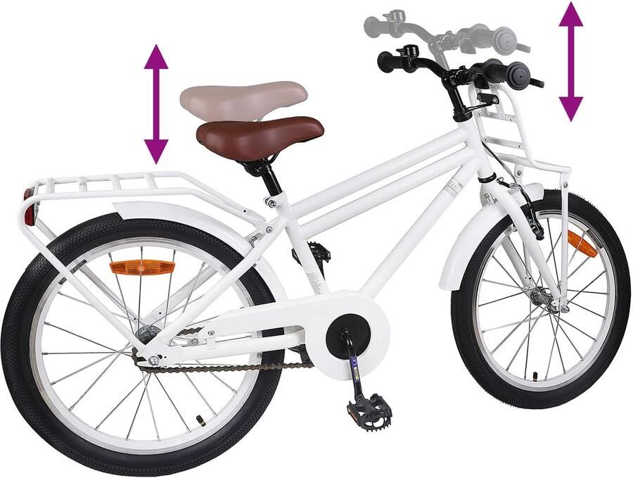 VidaXL Kinderfiets 22 Inch voor 7-12 jaar oud Wit