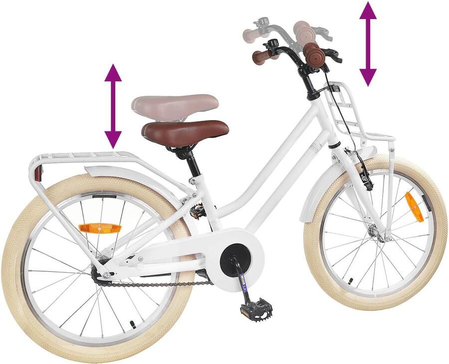 VidaXL Kinderfiets 22 Inch voor 7-12 jaar oud Wit