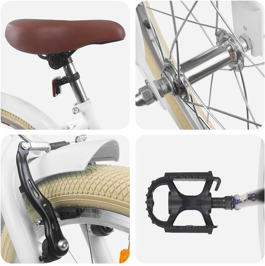 VidaXL Kinderfiets 22 Inch voor 7-12 jaar oud Wit