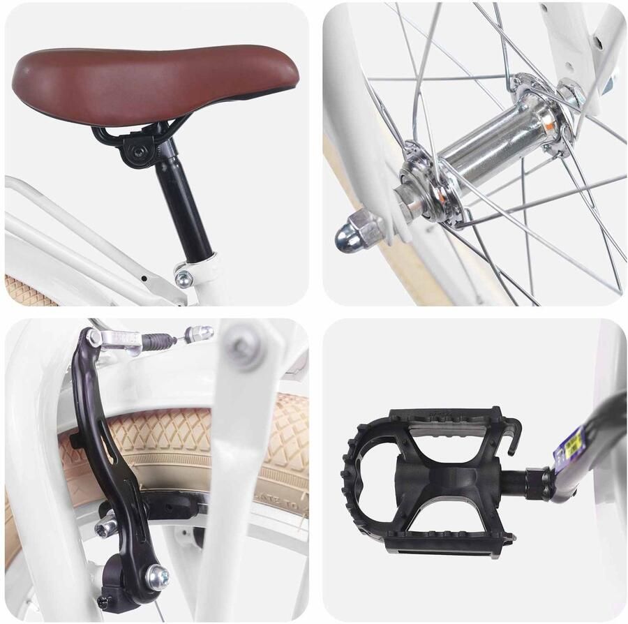 VidaXL Kinderfiets 22 Inch voor 7-12 jaar oud Wit