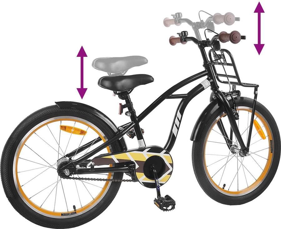 VidaXL Kinderfiets 22 Inch voor 7-12 jaar oud Zwart
