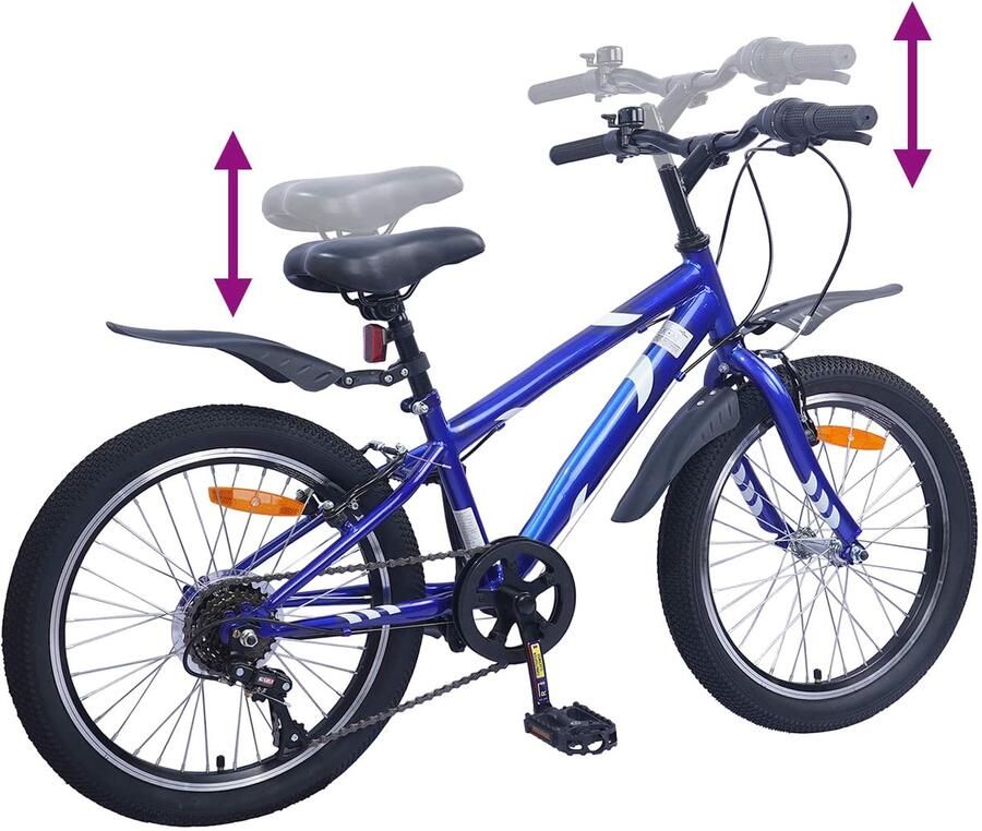 VidaXL Kinderfiets 24 Inch 6-Speed voor 8-12 jaar oud Donkerblauw