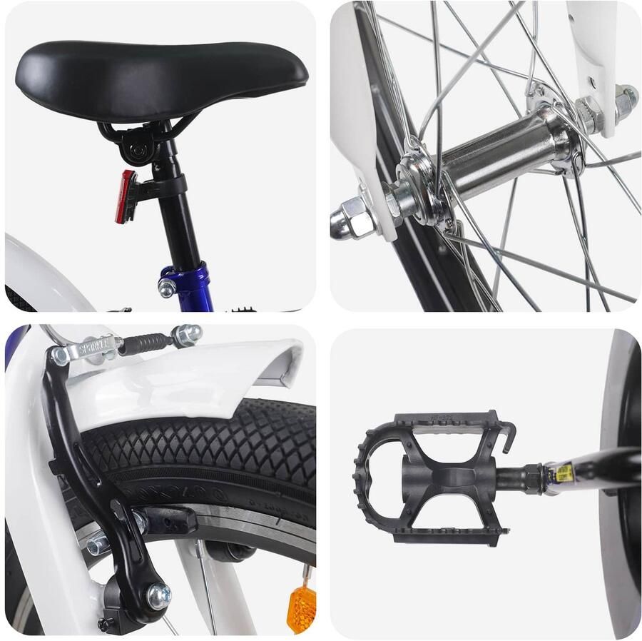 VidaXL Kinderfiets 24 Inch voor 8-12 jaar oud Blauw wit