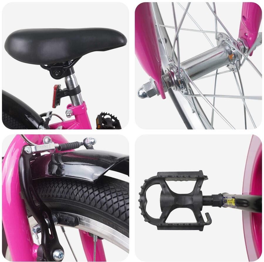 VidaXL Kinderfiets 24 Inch voor 8-12 jaar oud Roze Zwart