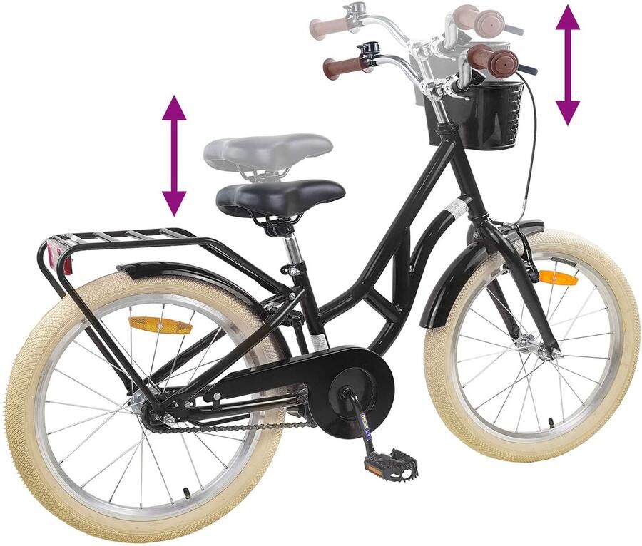 VidaXL Kinderfiets 24 Inch voor 8-12 jaar oud Zwart - Foto 3