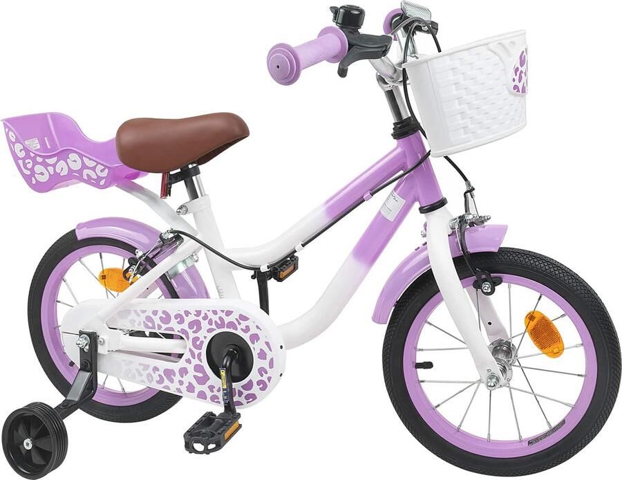 VidaXL Kinderfiets Met Zijwieltjes 14 Inch voor 3-5 jaar oud Paars