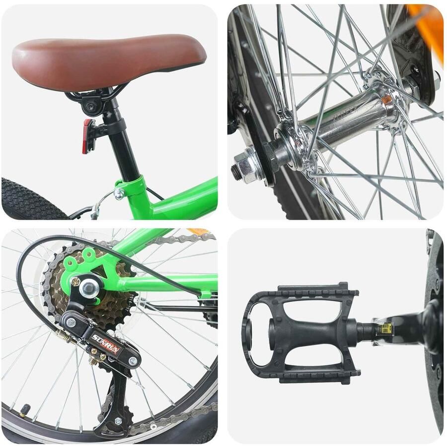 VidaXL Kinder mountainbike 24 Inch 6-Speed voor 8-12 jaar oud Groen