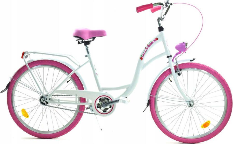 Viking Choice Dallas City Junior Meisjesfiets 24 inch Roze Wit Robuuste Stadsfiets