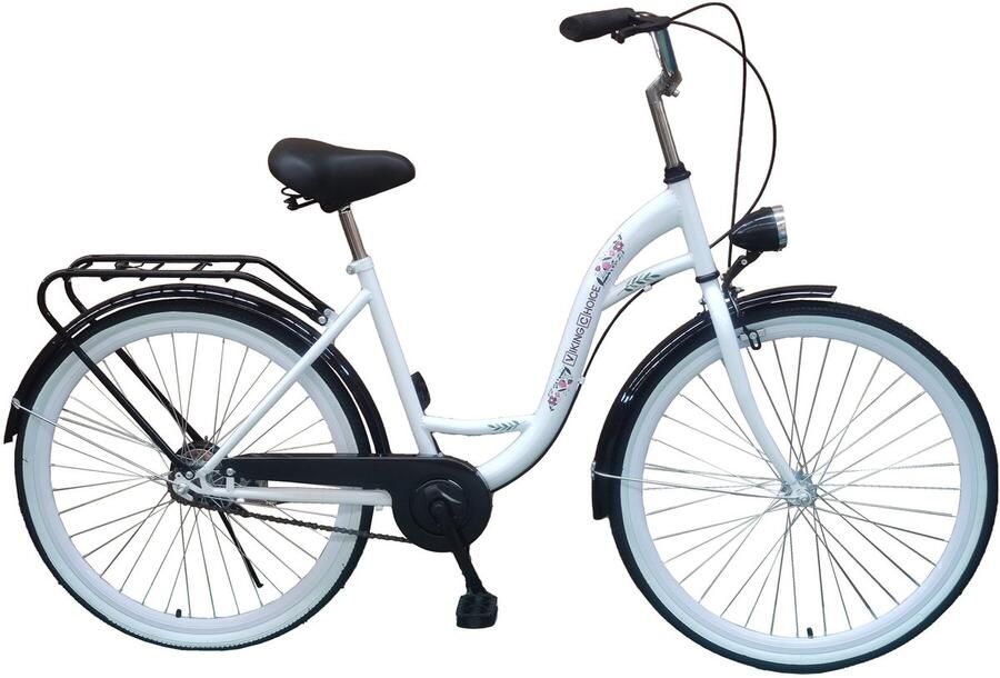 Viking Choice Meisjesfiets – stadsfiets – 26 inch – wit zwart