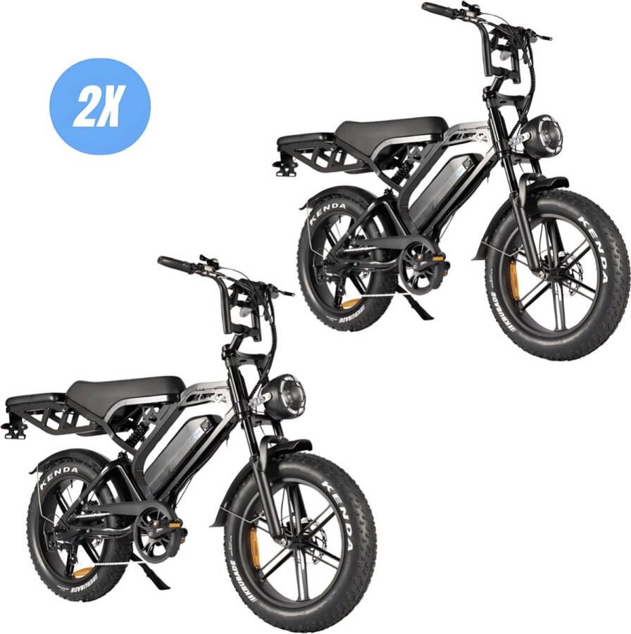 Vilolux 2 Stuks V20 PRO 3.0 Achterzit Rijklaar Alarm Hydraulische Rem 2024 Model Elektrische Fatbike Fatbikes E-Bike Cruise Functie 25 km u 250W 7 Versnellingen Telefoontas Voetsteunen 2 Jaar Garantie Legaal