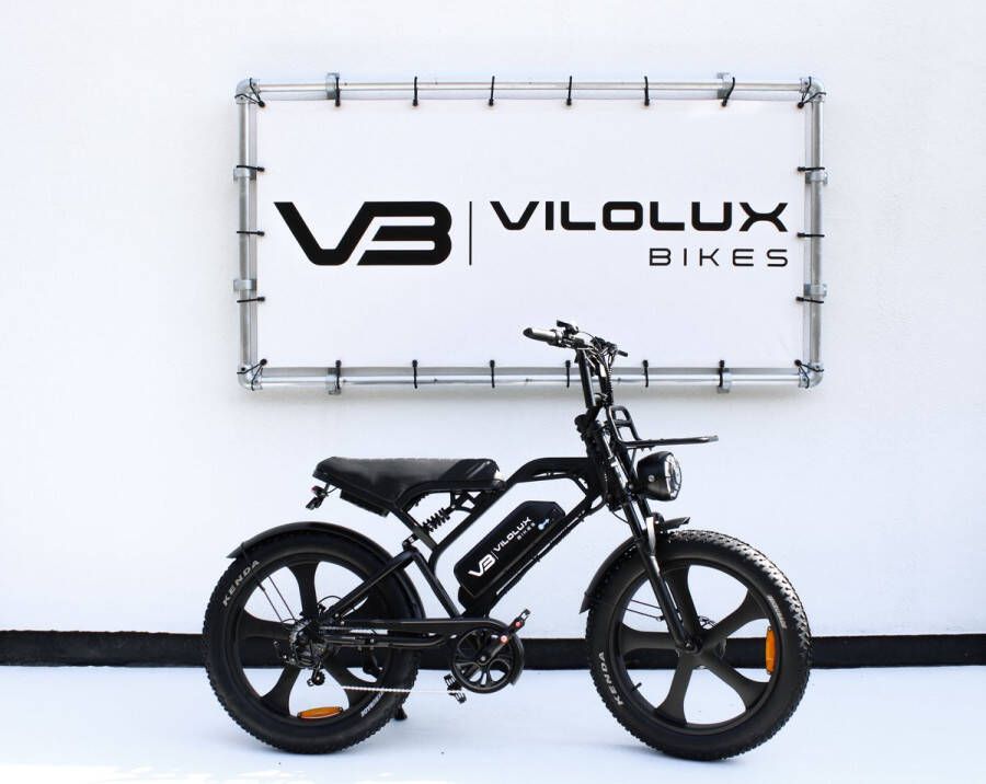 Vilolux Fatbike electrisch Fatbike V20 Max 24inch Voorrek 2025 Model Legaal Rijklaar geleverd Niet opvoerbare fatbikes 2 Jaar garantie Telefoontasje Hydraulische remmen Alarm Zwart