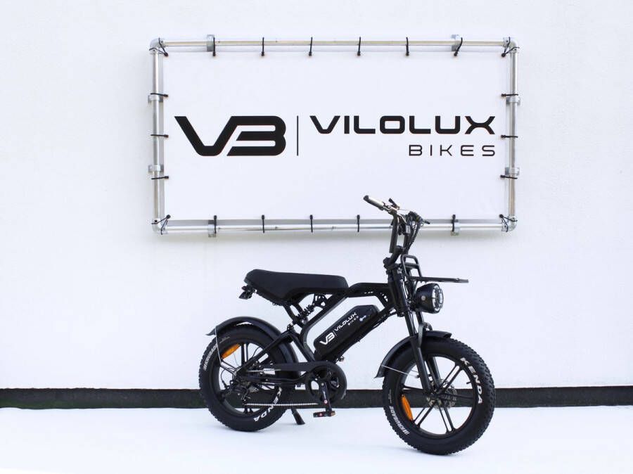 Vilolux V20 PRO 3.0 Rijklaar Voorrek Alarm Hydraulische Rem 2024 Model Elektrische Fatbike Fatbikes E-Bike Cruise Functie 25 km u 250W 7 Versnellingen Telefoontas Voetsteunen 2 Jaar Garantie Zwart Legaal