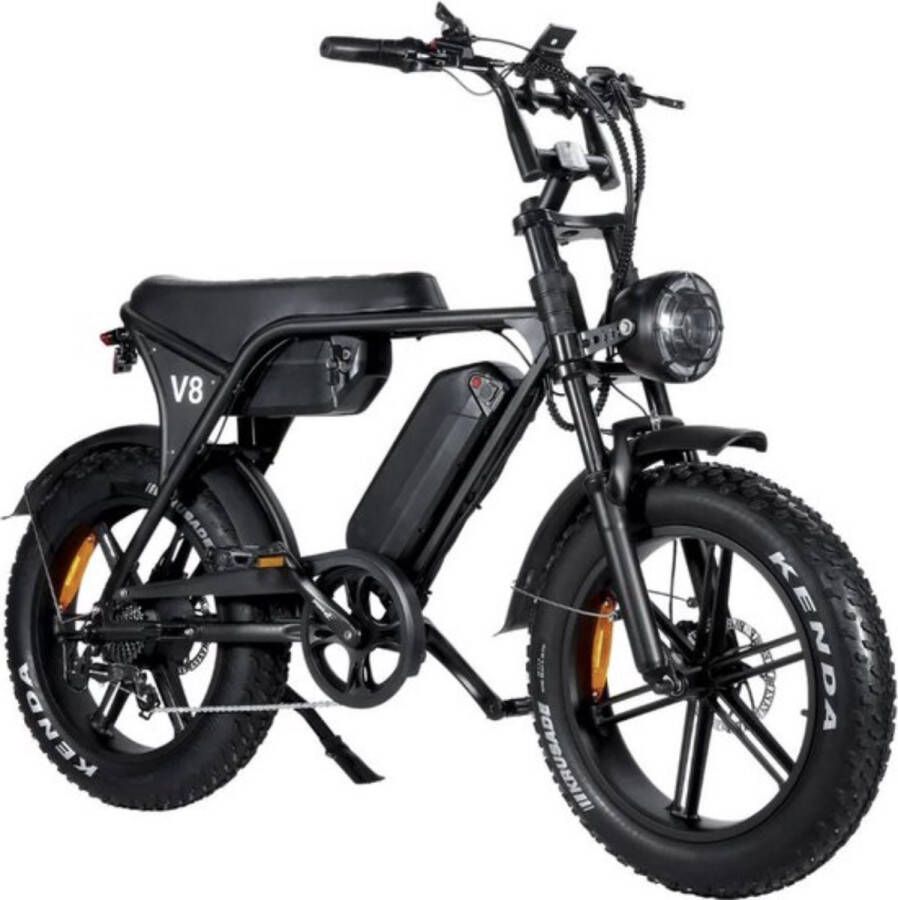 Vilolux V8 Dubbele Accu PRO 3.0 Rijklaar Alarm Hydraulische Rem 2024 Model Elektrische Fatbike E-Bike Cruise Functie 25 km u 250W 7 Versnellingen Telefoontas Voetsteunen 2 Jaar Garantie Legaal