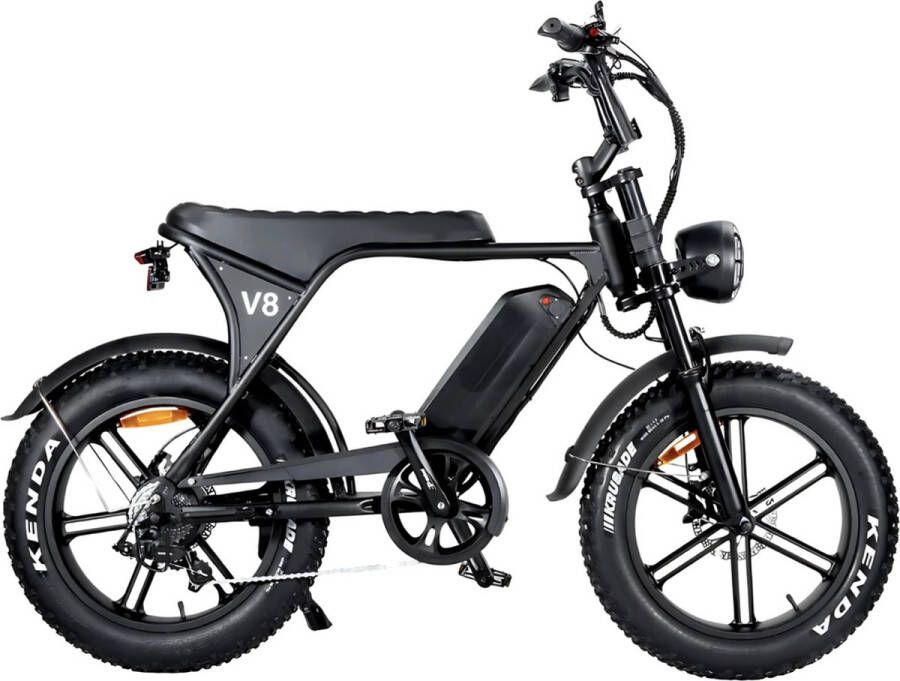 Vilolux V8 PRO 3.0 Rijklaar Alarm Hydraulische Rem 2024 Model Elektrische Fatbike Fatbikes E-Bike Telefoontas Cruise Functie 25 km u 250W 7 Versnellingen Voetsteunen 2 Jaar Garantie Zwart Legaal