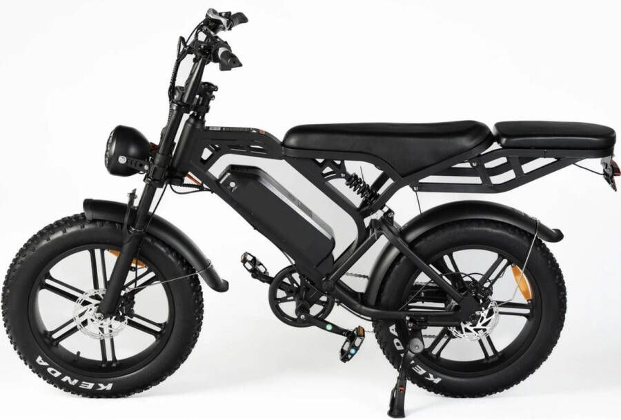 Vilolux Ouxi V20 Pro 2024 Model Inclusief Achterzit Rijklaar Elektrische Fatbike Fatbikes E-Bike Cruise Functie 25 km u 250W 7 Versnellingen Telefoontas Voetsteunen 1 Jaar Garantie Zwart Legaal