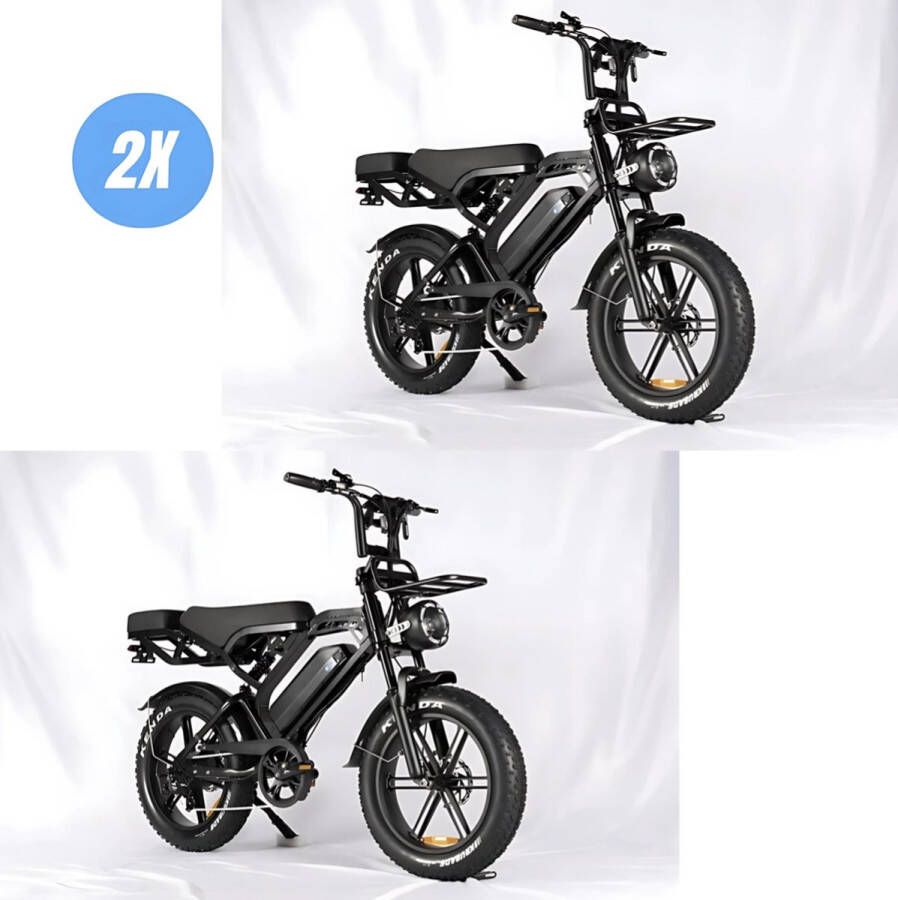 Vilolux V20 PRO MAX 3.0 Achterzit Voorrek 2 Stuks Rijklaar Alarm Hydraulische Rem Elektrische Fatbike Fatbikes E-Bike Cruise Functie 25 km u 7 Versnellingen Telefoontas Voetsteunen 2 Jaar Garantie Legaal