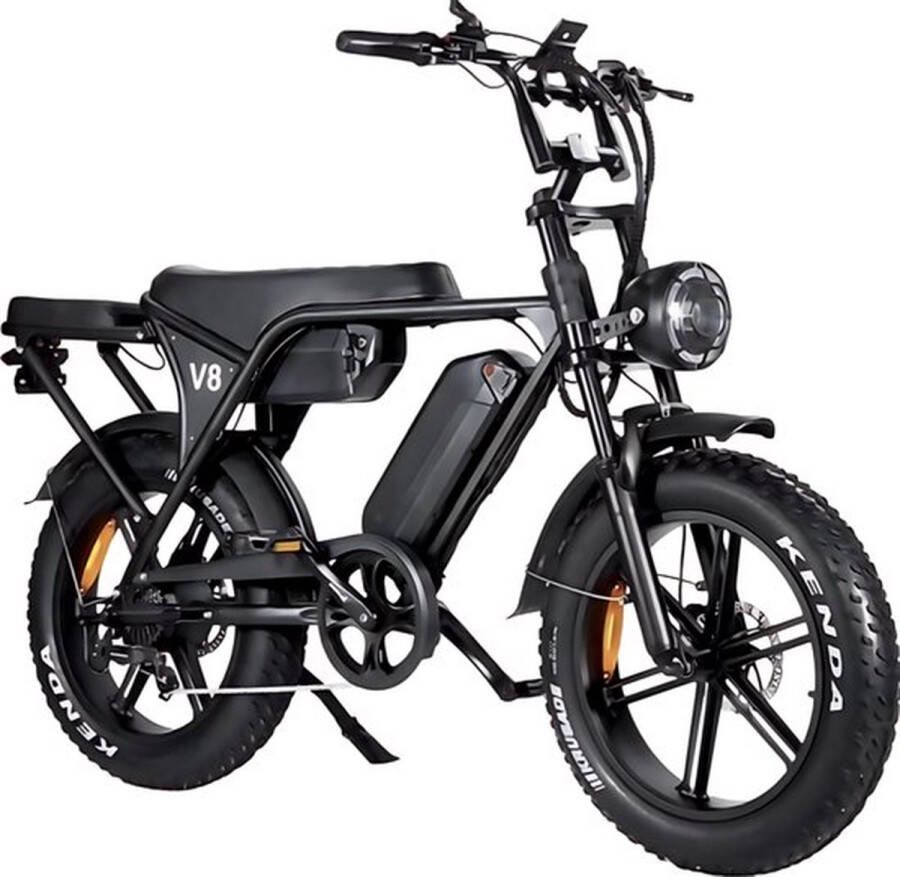 Vilolux V8 Dubbele Accu PRO 3.0 Rijklaar Achterzit Alarm Hydraulische Remmen 2024 Model Elektrische Fatbike E-Bike Cruise Functie 25 km u 250W 7 Versnellingen Telefoontas Voetsteunen 2 Jaar Garantie Legaal