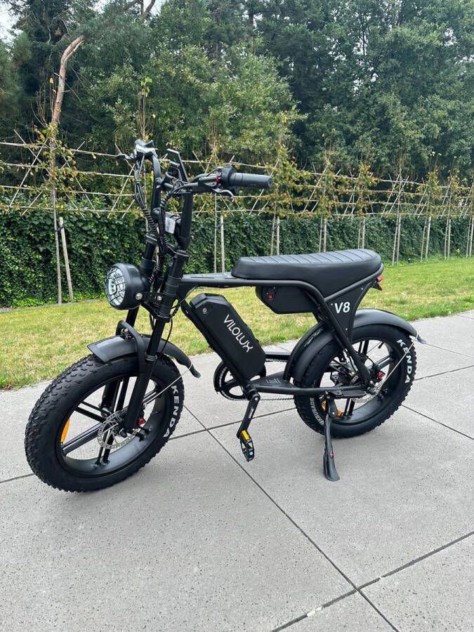 Vilolux V8 Dubbele Accu PRO 3.0 Rijklaar Alarm Hydraulische Rem 2024 Model Elektrische Fatbike E-Bike Cruise Functie 25 km u 250W 7 Versnellingen Telefoontas Voetsteunen 2 Jaar Garantie Legaal