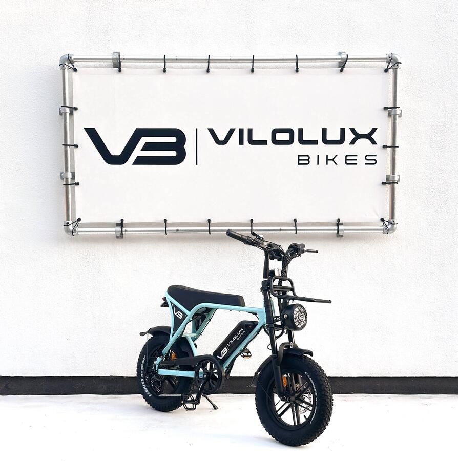 Vilolux Fatbike electrisch Fatbike C80 Mini voorrek 2025 Model Legaal Rijklaar geleverd 16 inch Niet opvoerbare fatbikes 2 Jaar garantie Hydraulische rem Alarm Licht blauw