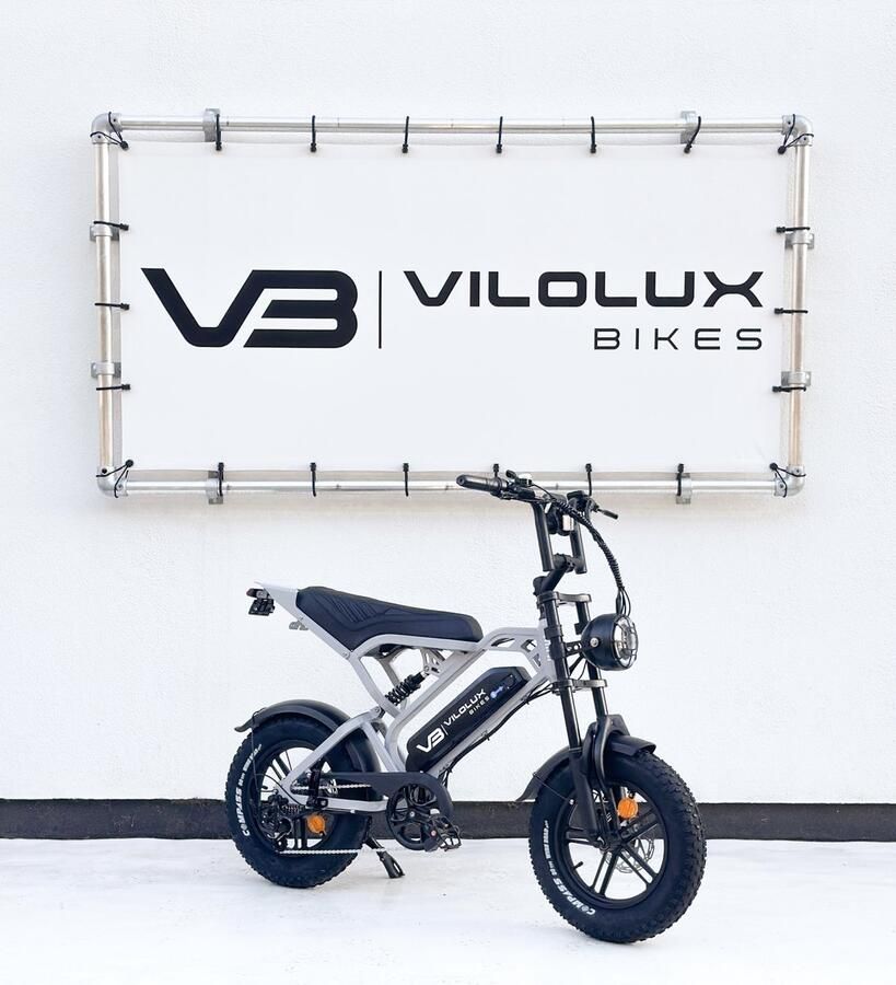Vilolux Fatbike electrisch Fatbike V20 Mini NARDO GREY- Legaal Rijklaar geleverd 16 Inch 2 Jaar garantie Telefoontasje Hydraulische rem 7 versnellingen Alarm
