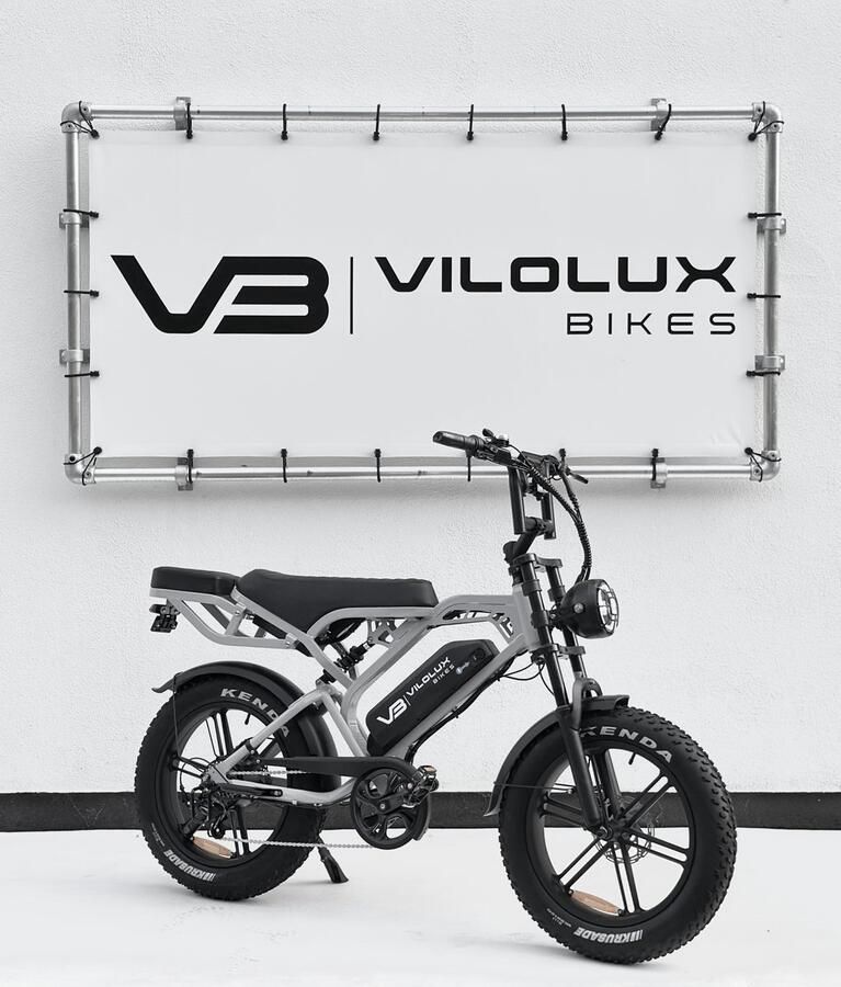 Vilolux Fatbike electrisch Fatbike V20 PRO 2025 2026 Model Achterzit Legaal Rijklaar geleverd 2 Jaar garantie Telefoontasje Hydraulische rem Alarm Nardo Grey