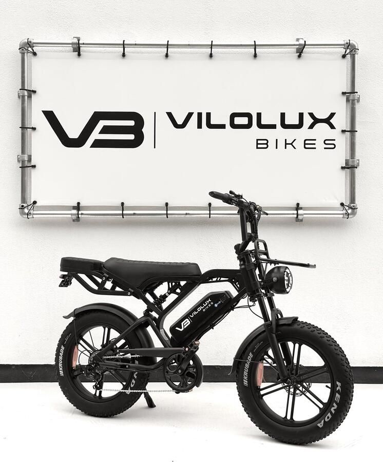 Vilolux Fatbike electrisch Fatbike V20 PRO 2025 Model Achterzit Voorrek Legaal Rijklaar geleverd 2 Jaar garantie Telefoontasje Hydraulische rem Alarm Zwart