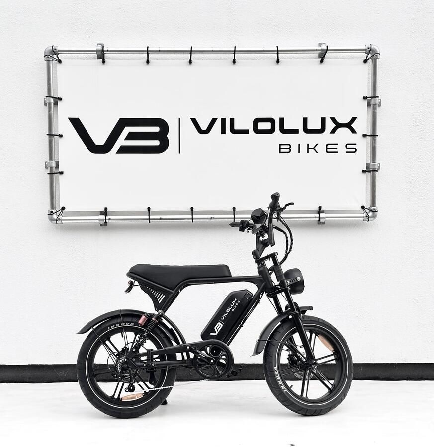 Vilolux Fatbike electrisch Fatbike V8 Ultra Legaal Rijklaar 2 Jaar garantie Hydraulische rem Alarm Groot LCD Display NFC vergrendeling Zwart City banden