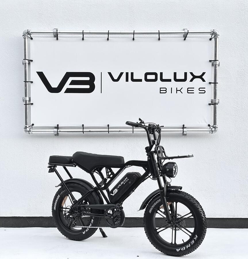 Vilolux Fatbike electrisch Fatbike X80 PRO 2025 Model Achterzit Voorrek Legaal Rijklaar geleverd 2 Jaar garantie Telefoontasje Hydraulische rem Alarm NFC Key unlock GPS Zwart