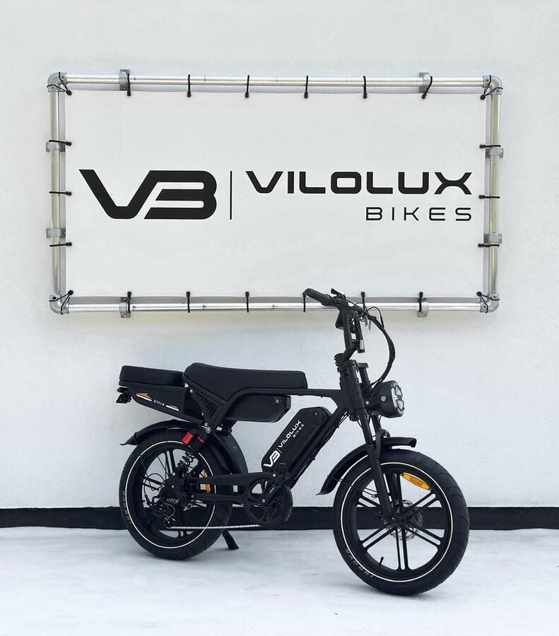 Vilolux Fatbike electrisch Ultra Dubbele accu Achterzit Zwart zadel Legaal Rijklaar Niet opvoerbare fatbikes Groot LCD display NFC vergrendeling 2 Jaar garantie Hydraulische rem Alarm City Banden