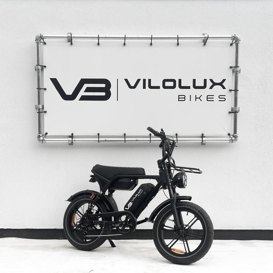 Vilolux Fatbike electrisch Ultra Dubbele accu Voorrek Zwart zadel Legaal Rijklaar Niet opvoerbare fatbikes Groot LCD display NFC vergrendeling 2 Jaar garantie Hydraulische rem Alarm City Banden