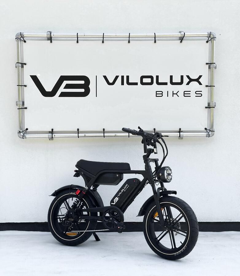 Vilolux Fatbike electrisch Ultra Dubbele accu Zwart zadel Legaal Rijklaar Niet opvoerbare fatbikes Groot LCD display NFC vergrendeling 2 Jaar garantie Hydraulische rem Alarm City Banden