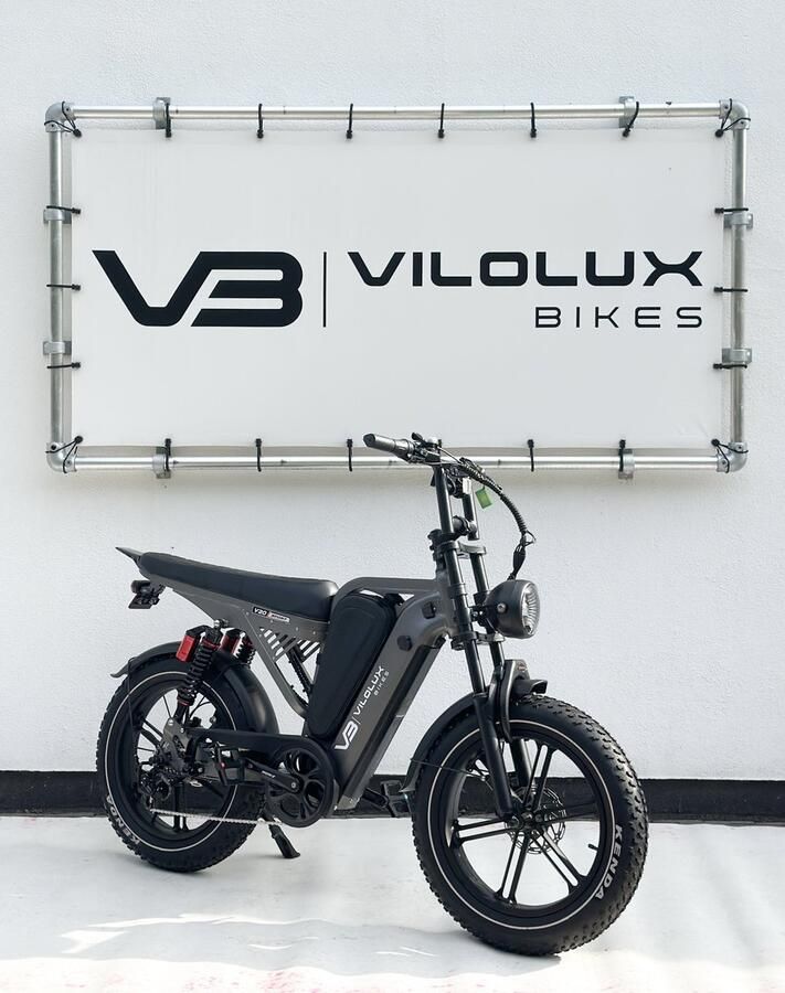 Vilolux Fatbike Elektrisch V20 SPORT DARK GREY 2026 model Legaal Rijklaar geleverd 2 Jaar garantie Hydraulische rem Dubbele vering