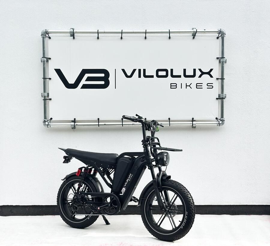 Vilolux Fatbike Elektrisch V20 SPORT ZWART 2026 model Voorrek Legaal Rijklaar geleverd 2 Jaar garantie Hydraulische rem Dubbele vering