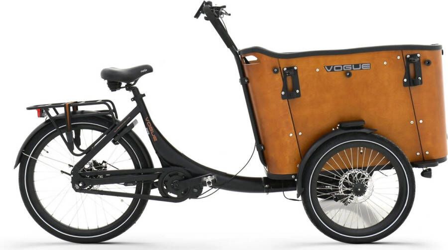 Vogue Elektrische bakfiets Superior 3 Deluxe Mat Zwart Bruin 540Watt Zwart