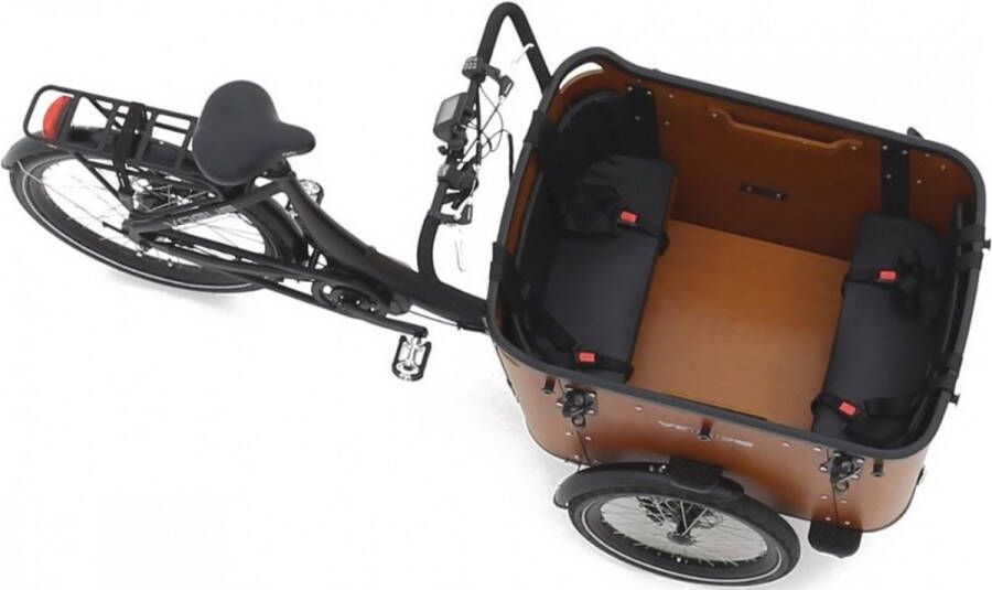 Vogue Elektrische bakfiets Superior 3 Deluxe Mat Zwart Bruin 540Watt Zwart