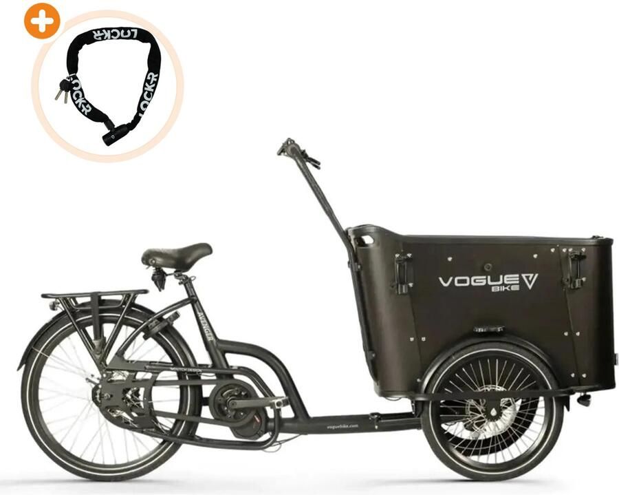 Vogue Avenger Elektrische Bakfiets 20 inch 250W motor Actieradius tot 60 km 8 versnellingen Hydraulische schijfrem Zwart