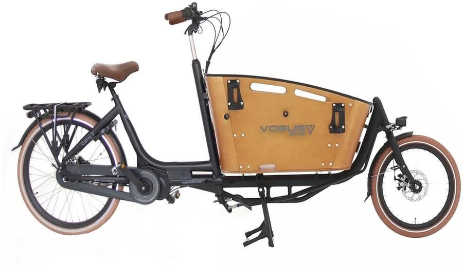 Vogue Carry 2 – Mat Zwart Bruin – Elektrische Bakfiets – 80Nm middenmotor – 15Ah accu – 8 versnellingen – Hydraulische schijfrem