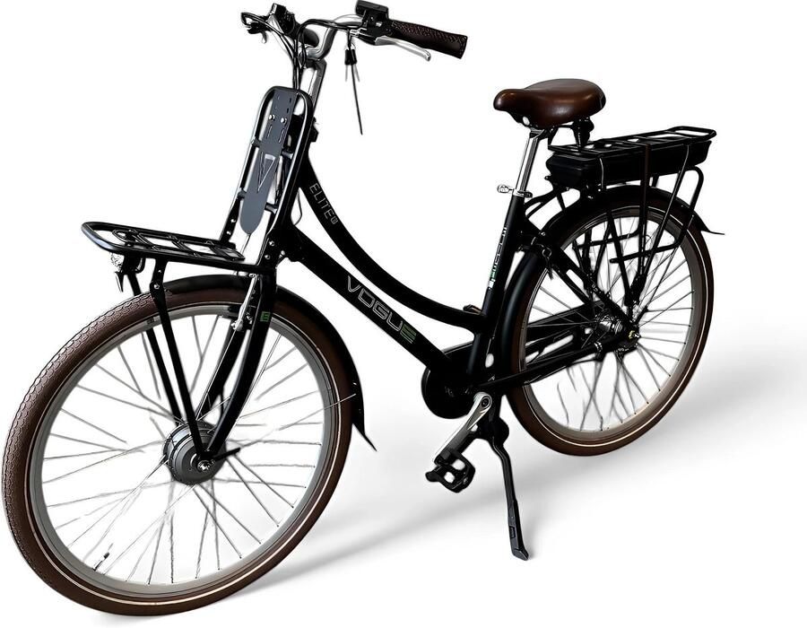Vogue Elite Elektrische Fiets 3 versnellingen 13Ah 50cm E-bike Mat zwart met bruine accenten