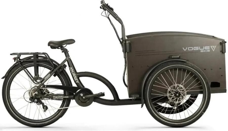 Vogue Journey Plus Elektrische Bakfiets 250W motor Actieradius tot 60 km 7 versnellingen Hydraulische schijfrem Lage instap Mat zwart