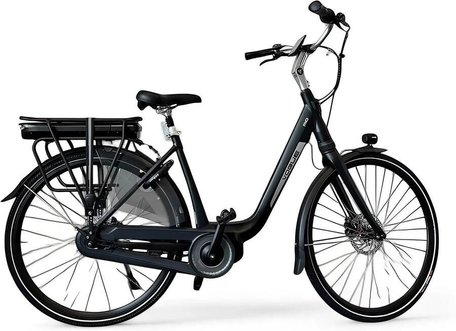 Vogue Mio 8SP Elektrische Fiets E-bike met Hydraulische Rem 13Ah 36V 468Wh 51cm Mat Zwart