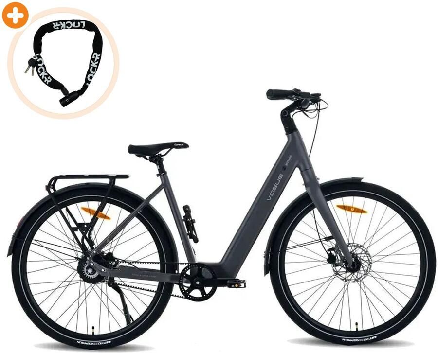 Vogue Motion Elektrische Fiets 28 inch 250W motor Actieradius tot 90 km Automatische 2 versnellingen 360Wh accu Lage instap Matt Black